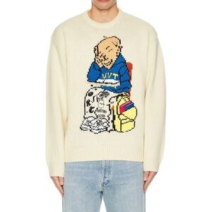 Market Making The Grade Bear Sweater in Ecru Size M